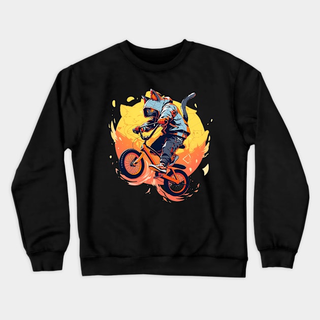 cat bike Crewneck Sweatshirt by dorapeterx